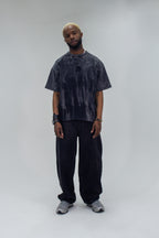 Camiseta Boxy Ondas Acid Wash Black - modelo
