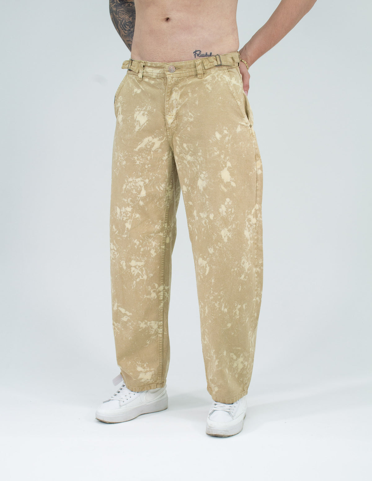 Jeans Baggy Correas Beige - frontal