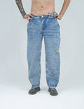 Jeans Baggy Correas Azul Frost - frontal