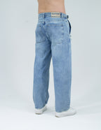Jeans Baggy Correas Azul Clásico - posterior