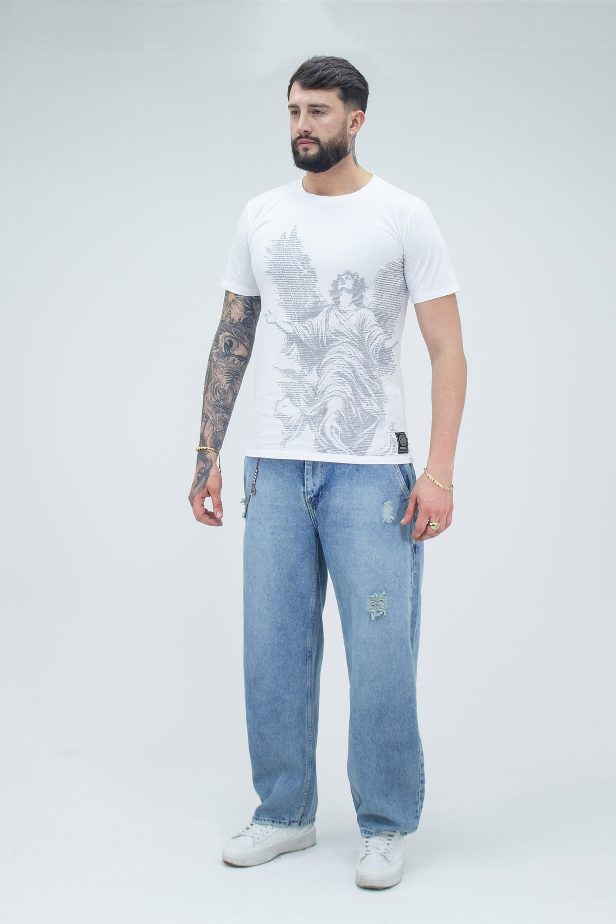 Jeans Baggy Correas Azul Clásico - total look