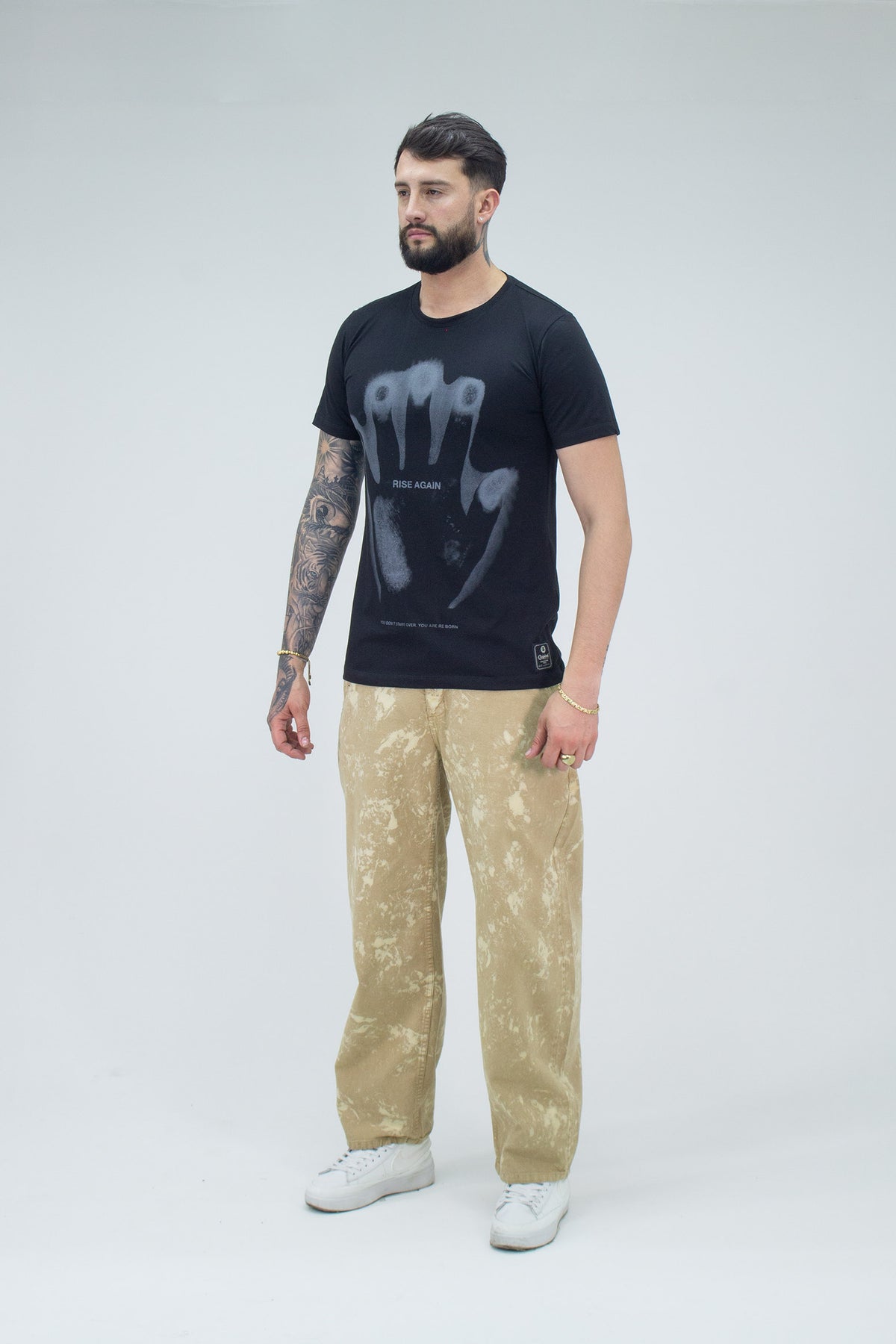 Jeans Baggy Correas Beige - total look